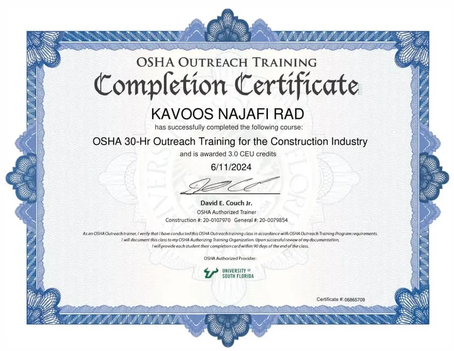 Capital Carpet LLC OSHA certificate
